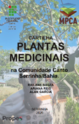 Capa da cartilha Plantas medicinais na comunidade do Canto, Serrinha/Bahia, com ilustrações botânicas e florais
